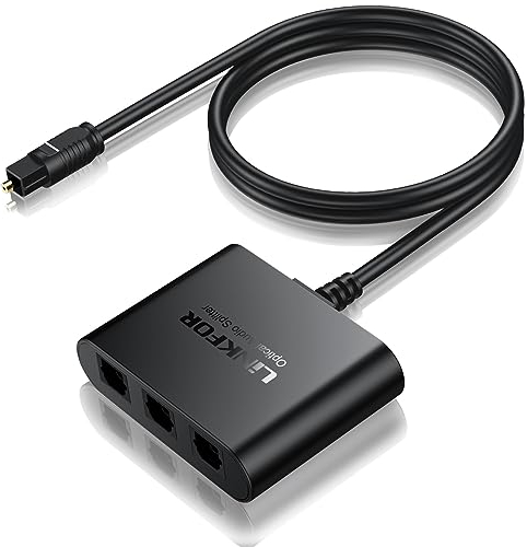 LiNKFOR Splitter Audio Ottico 1-in 3-out Con Cavo Toslink 3.3ft - Supporta LPCM2.0 DTS e Dolby-AC3 - Distributore 1X3 per TV DVD Amplificatore Soundbar PS5/PS4