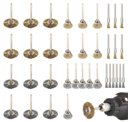 Lot De 36 Brosses Métalliques Pour Perceuse, Brosses De Polissage En Laiton En Acier Brosse Et Outils Rotatifs De Nettoyage De Polissage En Forme De Roue Pour Le Nettoyage De La Rouille Peintur