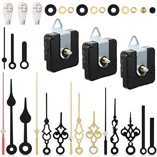 Outus 3 Stücke Nicht Tickender Quarz Uhrwerk Mechanismus mit 6 Sets von Kurzzeiger Batteriebetriebenen Uhrmotor Kits für DIY Reparatur Ersatz (0.5 inch/13 mm)