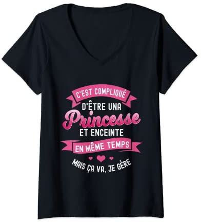 Femme Annonce grossesse cadeau femme enceinte future maman 2021 T-Shirt avec Col en V