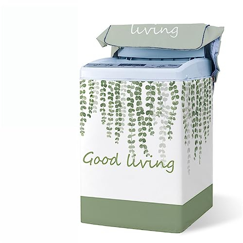 Odot Funda Lavadora de Carga Superior Funda, Lavadora Exterior Impermeable Protectora con Cremallera para Lavadora Cubierta y Secadora de Carga Superior (S,Buena Vida)
