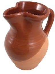Brocca in terracotta da 15 cm, semi smaltata, realizzata a mano
