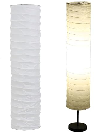 Tissting Papier Lampenschirm, 94 x 22 cm Reispapier Stehlampe Weiß Standleuchte Schirm Ersatz Zylindrisch Stehlampenschirm für Zuhause Hotel Wohnzimmer