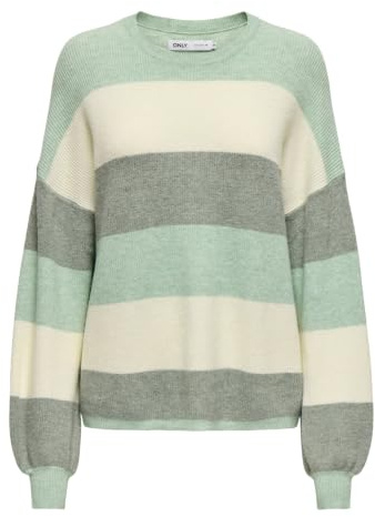 ONLY Damen Onlatia L/S Stripe Pullover KNT Noos Sweater, Silt Green,S