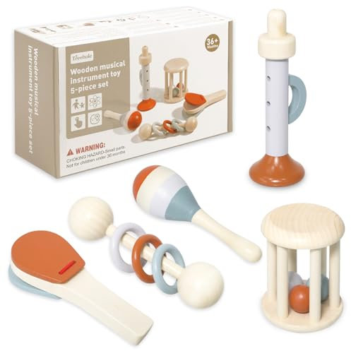 SOARFLY Musikinstrumente für Kinder, Hochwertiges Holzspielzeug Baby zur Musikalischen Früherziehung, Kinderspielzeug Musikinstrumente ab 1 Jahre, Musikinstrumente Baby Montessori Spielzeug ab 3 Jahre