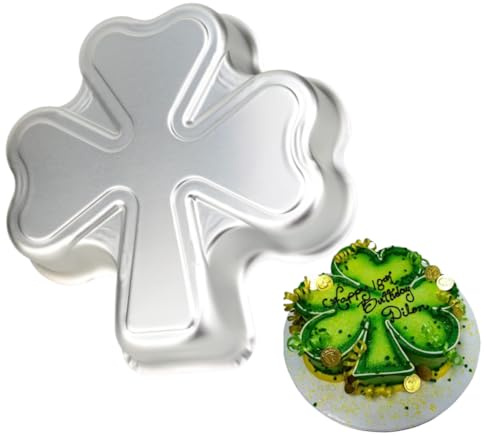 TLIOCAS Stampo per torta a forma di trifoglio, 22,9 cm, con materiale di alluminio, 3D, fai da te, per San Patrizio, compleanno, anniversario, festa, Natale