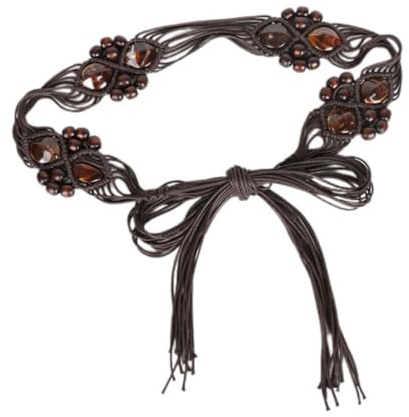 XAGMODSHN Cintura in vita intrecciata con nappe da donna, cintura in tessuto magro per vestito da ragazza in vita sottile corda cinture accessori per abiti, Caff, 176 cm