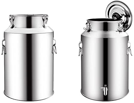Barattolo ermetico da 5 litri in acciaio inox con coperchio sigillato in silicone, secchio da trasporto resistente per latticini, vino, tè, acqua, contenitore durevole e brocca