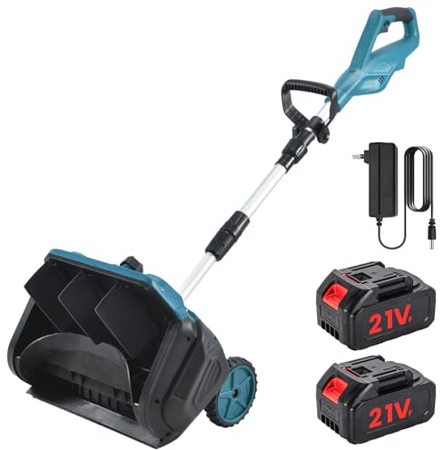 Spazzaneve elettrico manuale con scivolo rotante a 45° distanza proiezione 6M, fresa da neve senza fili (larghezza di lavoro 30 cm, altezza neve 10 cm), per giardino cortile strada (2 batterie)