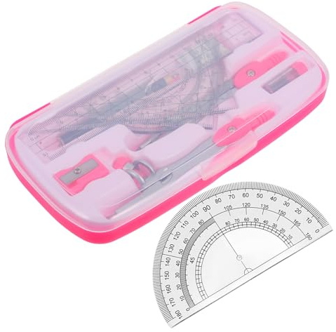 STOBAZA Set Compasso Matematica e Goniometro Righello 10 Pezzi in Plastica e Lega, Kit Di Studio Multifunzionale Per Disegno Tecnico e Scuola, Portatile e Leggero Per Studenti