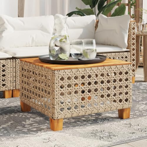 Frdhee Tavolo da birra, terrazze, tavolino da giardino, beige, 55 x 55 x 36 cm, in polyrattan, robusto e facile da montare