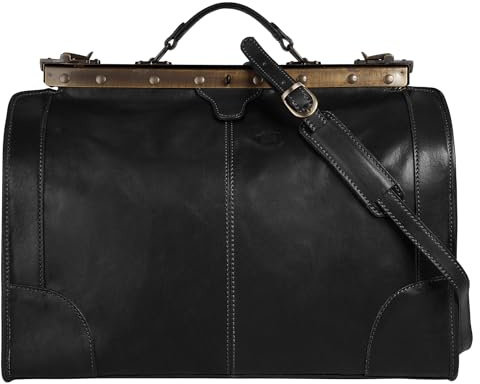 piké Doktortasche/Reisetasche LOMBARDIA MEDIUM Echt Leder Damen Made in Italy | Nostalgische Arzttasche | Vintage Weekender mit Maulbügel