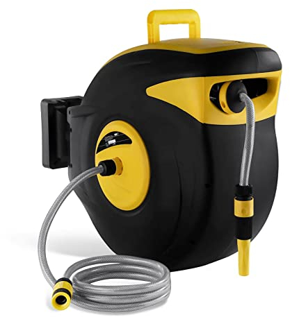 MSW Schlauchtrommel Schlauchbox Schlauchaufroller PRO-W 30 (30 m, Aufroll-Automatik, Betriebsdruck: 8 bar, geschlossenes Kunststoffgehäuse)