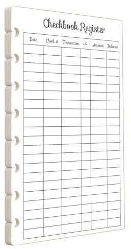 Checkbook Register Inserts for Half Letter Size Discbound Planners, Fits with Circa Junior, Arc by Staples, TUL Junior, HALF Letter Size (5.5'' x 8.5’'), (Planner sold separately)