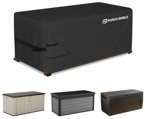 Porch Shield Housse imperméable et résistante aux déchirures pour coffre de terrasse, pour coffre de 378,5 à 507 l, 600D, adaptée aux tables brasero rectangulaires, 142 x 66 x 66 cm, noir