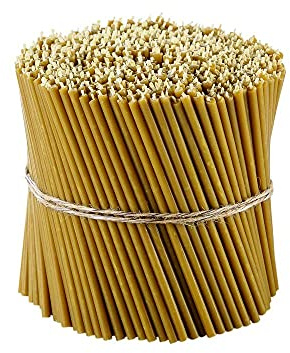 Danilovo Ritual Kerzen 100% Bienenwachs (Gelb) - Orthodoxe Kerzen für Gebet Tischdeko Hochzeit - Ungiftig, Ruß - Tropffrei, Nachhaltige Produkte, N100, Höhe: 16,5 cm, Ø 5,7 mm (150 stück)