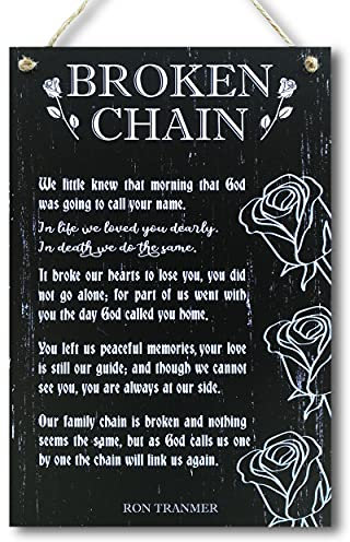 CARISPIBET Broken Chain | Poem memorial bereavement sympathy condolence funeral gift for loss of loved one 12 x 8