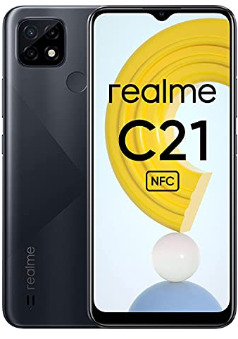 realme C21 Smartphone ohne Vertrag, 6,5 Zoll Mini-drop-Fullscreen Android Handy, Starker Akku mit 5000 mAh, 13MP KI-Dreifach-Kamera, Leistungsstarker Helio-G35-Prozessor, Dual Sim,3+32GB, Cross Black