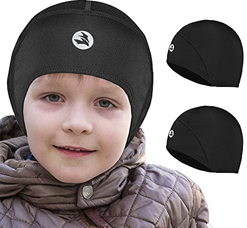 EMPIRELION Kinder-Helm-Einsatz für Teenager, dünne Thermo-Totenkopfkappen, Ohren, Beanie, Laufmützen für Jungen und Mädchen, Unisex Kinder