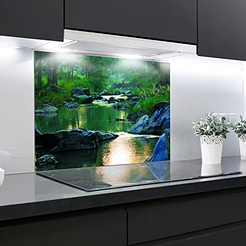 Splashback Tempered Glass Heat Resistant Toughened Decorative – 90 x 65 cm – 4 mm Thick – Perfect Behind Gas, Ceramic and Induction Cookers – Easy to Clean and Hang…