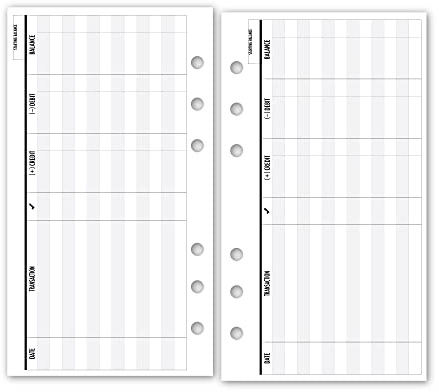 Personal Size Checkbook Register Insert – 3.74 x 6.73, Finance Tracker Refill for Spending Balances Transactions (Horizontal)