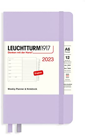 LEUCHTTURM1917 365894 Wochenkalender & Notizbuch Pocket (A6) 2023, 12 Monate, Lilac, Englisch