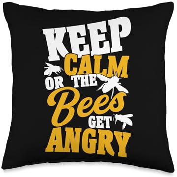 Beekeeper Keep Calm Or The Bees Get Angry Beekeeping Throw Pillow