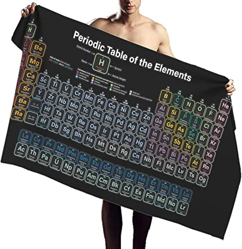 Badetuch 80x160 cm 3D Periodensystem, Microfaser Handtücher, Strandlaken Handtuch, Schnell Trocknen Strandhandtuch Herren Frauen Badetücher, Strandtuch, Strandtücher