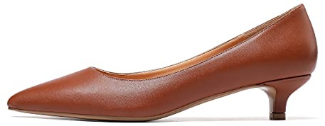 Zamikoo Zapatos de Tacón Clásicos Zapatos de Salón de Punta Afilada Kitten Heels para Mujer 3.5CM Zapatos de Tacón Gatito Marrón EU38