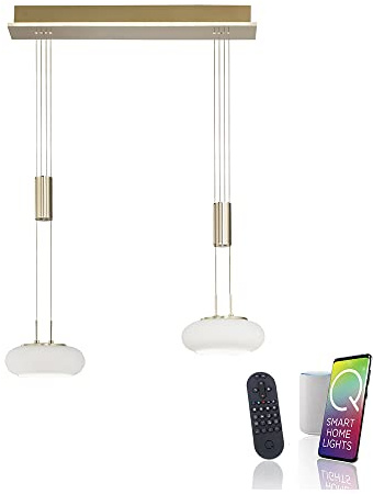 Paul Neuhaus Pendelleuchte Glas Smarthome, CCT höhenverstellbar 2-flammig | Smart Home, CCT, höhenverstellbar, dimmbar per Fernbedienung
