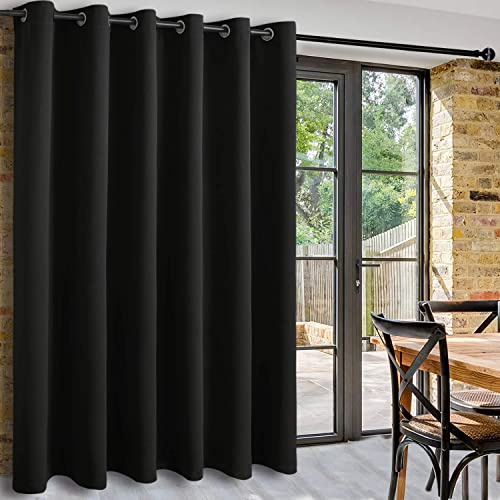 DWCN Thermovorhang Extra Breite Vorhänge Raumteiler Vorhang Blickdicht H274xB254cm Raumtrenner Gardinen Ösen Gardinen Ösenschal Schallschutz Vorhänge für Wohnzimmer Schlafzimmer Büro,1 Stück, Schwarz