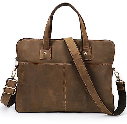 AdirMi Herren-Laptoptasche, Messenger-Cross-Body-Schultertaschen, 16-Zoll-Laptop-Computer-Arbeitstasche,coffee