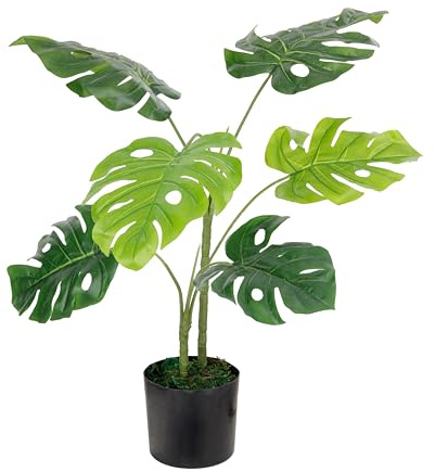 Baroni Home Pianta Artificiale per Interno ed Esterno, Pianta Monstera Finta Decorativa per Soggiorno, Camera da Letto, Cucina, Altezza di 50 cm