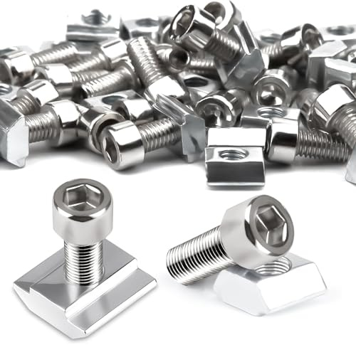 Ziamzra 60 Stück Nutensteine M5 Set 30 Stück T Nut Schiene M5 & 30 Stück Schrauben M5 20-Serie Nut 6 Typ B Schiebemuttern T Nutmuttern Kohlenstoffstahl für Aluprofil Extrusionsschlitz Führungsschiene