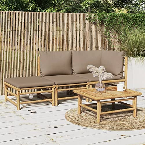 Festnight Gartensofa 3 Sitzer Bambus Lounge Sofa Outdoor Balkonmöbel Kleiner Balkon Sofa Bank Holzbank Gartenbank Terrasse Gartenmöbel Sitzbank Terrassenmöbel Lounge Bank Balkonstuhl
