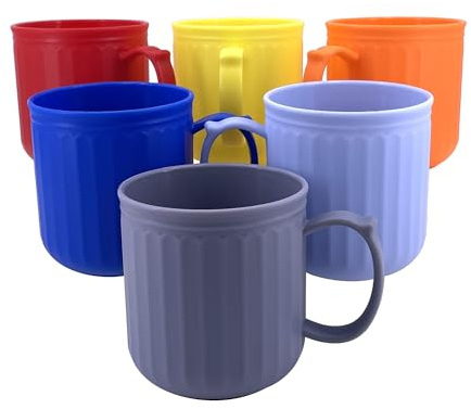 YUYUHUA 13 oz Plastic Coffee Mugs set of 6 - Unbreakable Coffee Mug, BPA Free Microwave & Dishwasher Safe - Reusable Thick Wall Drinking Cups for Indoor and Outdoor (Assorted Color)