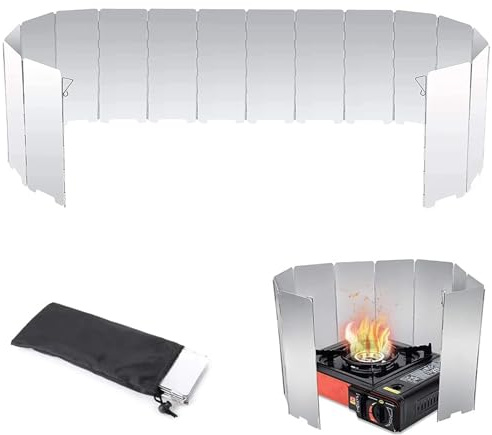 MagiSel Campingkocher Windschutzscheibe, Faltbar Aluminium Windschutz, Faltbarer Windschutz für Gaskocher, Platten Aluminium Windschutzscheibe für BBQ Picknick Camping Ausrüstung, 10 Stück