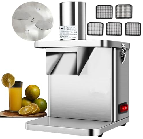 forplubossmmp Picadora Eléctrica De Frutas Y Verduras,Máquina Cortadora De Patatas Fritas,Trituradora Eléctrica para Granulados De Cebolla Y Patatas,con 5 Redes para Cuchillos Y Disco para Cuchillos