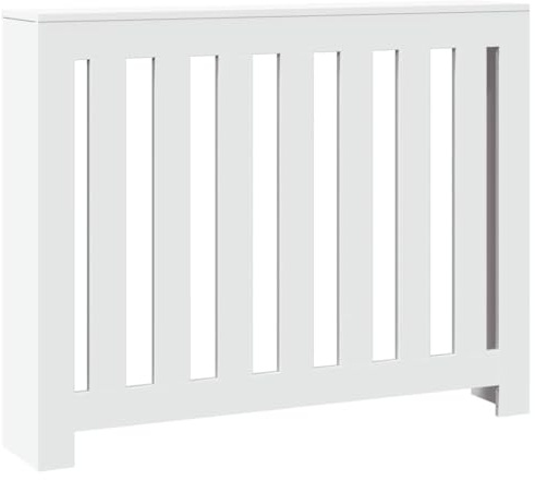 vidaXL Cubierta de radiador Madera de ingeniería Blanco 104x20x82 cm, Tapa de radiador, Cubierta Alta del radiador, Tapa de la válvula del radiador