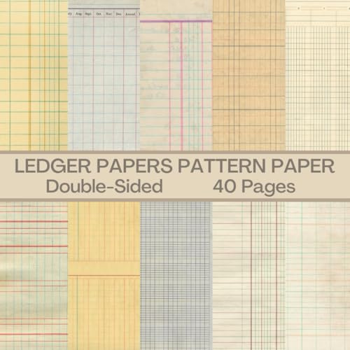Ledger Papers Scrapbook Paper 40 Pages 20 Sheets: Double Sided Pattern Paper for Scrapbooking, Card Making, Origami, DIY and More
