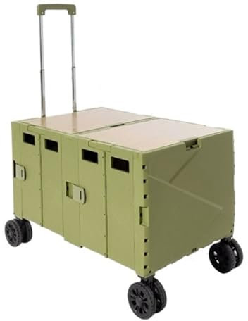 Heavy Duty Collapsible Folding Utility Wagon Cart with Wheels Outdoor Camping Storage Bin Trolley Foldable Garden Camping Cart for Picnics and Small Trailers