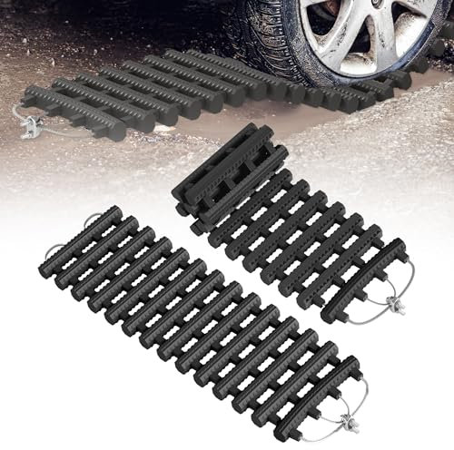 HENGMEI 2 Stück Auto Anfahrhilfe Sandbleche Traktionshilfe Gummi Traktionsmatte Set Offroad Recovery Board Tracks Traction Mats Anfahrmatte für Schnee, EIS, Schlamm (60cm)