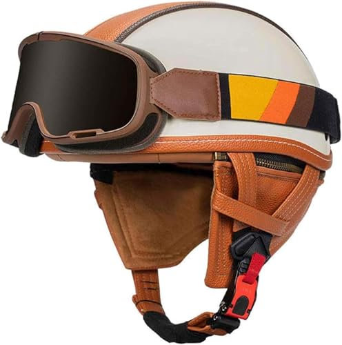 GKCEGHKS Casco A Scodella Scooter Motorino Casco Scooter Mezzo Casco Scooter Crociera Bicicletta ECE Omologato retrò Casco Scodella Mezzo Elmetto Moto retrò Aperto Caschi da Moto