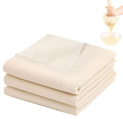 AMSGANK 3 Stück Passiertuch, 2 Stk 50x50cm + 1 Stk 100x100cm Cheesecloth Filtertuch Seihtuch Käsetuch Waschbar und Wiederverwendbar für Hausgemachten Käse, Beeren, Obstsaft, Gemüsesaft