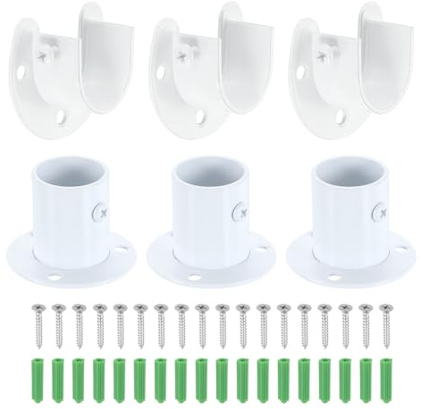 QUARKZMAN 3 Setzen 25mm / 1 Zoll Kleiderstangenhalter Edelstahl U-förmige Stangenhalterung Flansch Kleiderstangenhalter für Kleiderstange, Weiß
