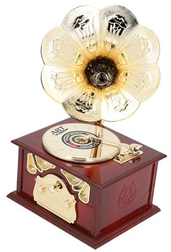 Gramophone -Musikbox, Vintage -Gramophone -Plattenspieler, Retro -Turntables Clockwork -Musikbox, eine einzigartige Fotografie -Requisite, für Home Table Desk, Bürodekorationen (Braunes Grammophon)