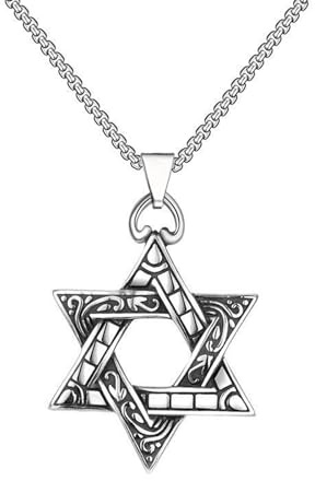 FYXOTI Star of David Necklace for Men,Gold SilverJewish Jewelry, Perfect David Star Pendant Birthday Valentine's Day Gift for Wife Husband Friends