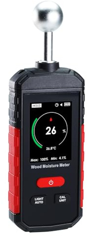 Testeur d'Humidité pour Bois 0-100% RH avec Alarme Sonore | Affichage Digital | Rechargeable | Détection de Profondeur 5~40mm pour Murs, Bois de Chauffage, Plancher Humidity Detector Tester