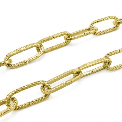 Lampenkette Gold 3 m Ø 2,0 mm Gliederkette aus Stahl gehämmert offene Metallkette für Pendelleuchten Kronleuchter Blumenampel Deko Restaurierung