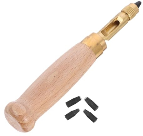 Perforadora Japonesa de Cuero con 6 Puntas Intercambiables, Madera